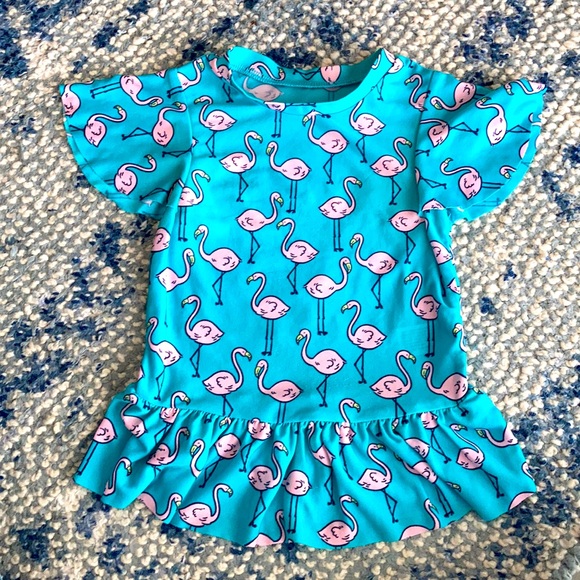 🌊Cat & Jack Girls Flamingo Rash Guard Top🌊 - Picture 1 of 6